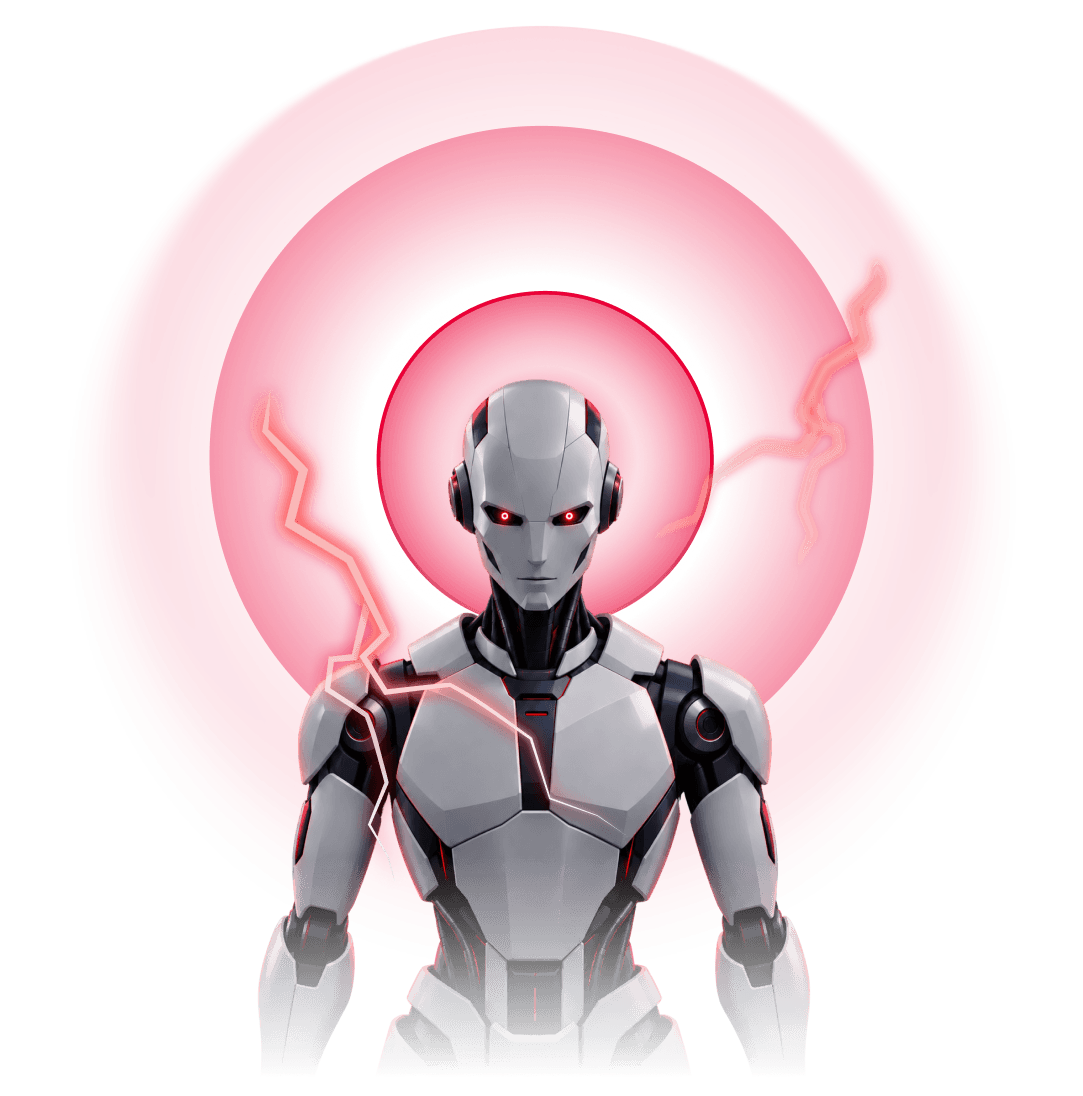 A rogue AI agent surrounded by a red breach signal