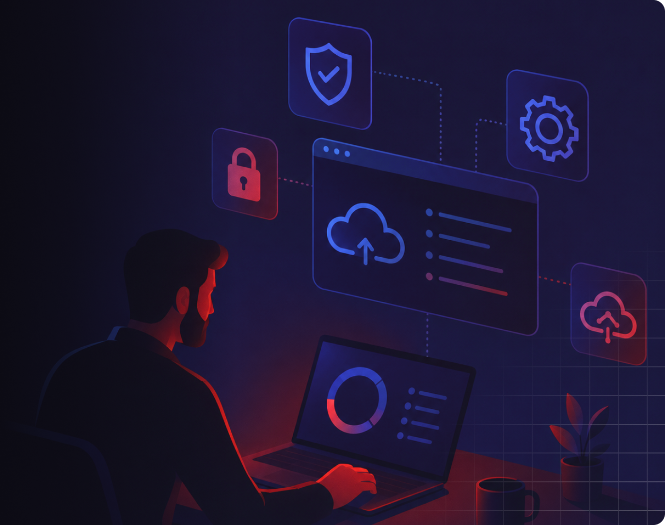 Security professional using TryHackMe management dashboard.