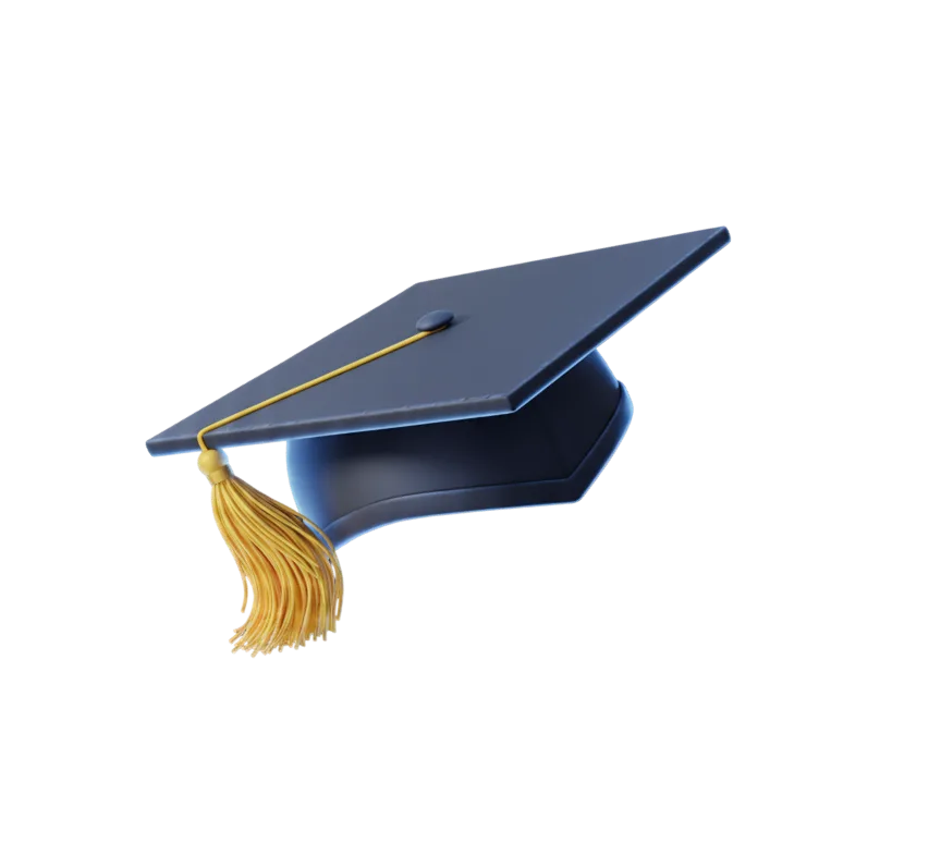 Graduation cap with golden tassel.