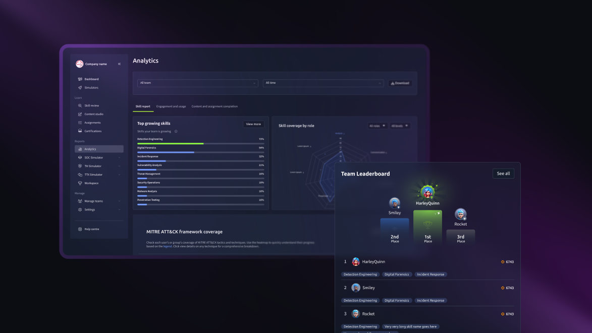 Skills engagement trends dashboard.