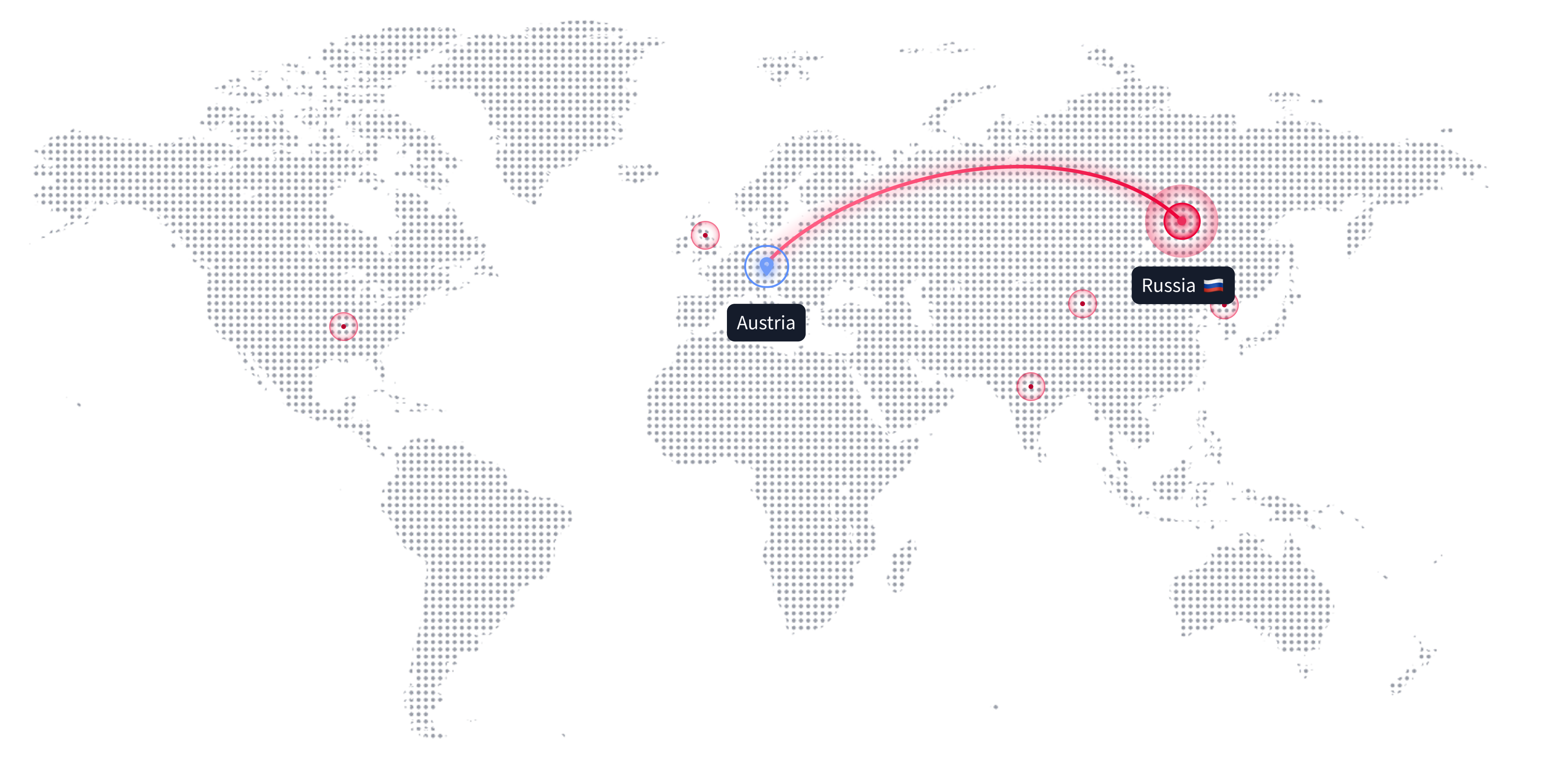 World map showing a live breach attack path between threat actor locations.