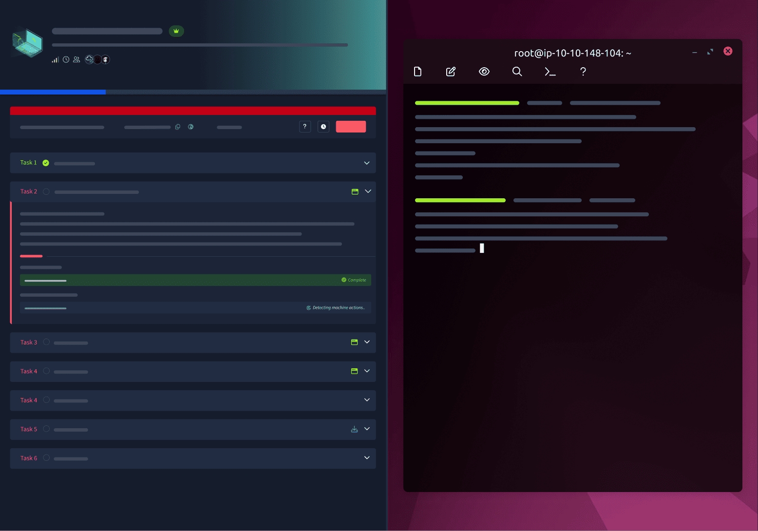 In-browser virtual machine environment for hands-on cyber security training