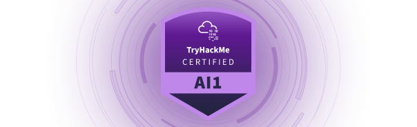 AI1 certification badge with cloud icon and TryHackMe branding.