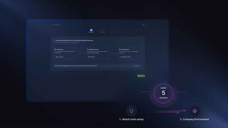 AI scenario builder interface.