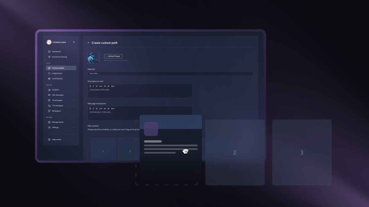 Learning path builder interface.